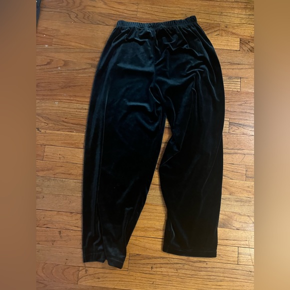 Carolyn Taylor VINTAGE velvet lounge pants cozy green velvet elastic waistband - Picture 2 of 7